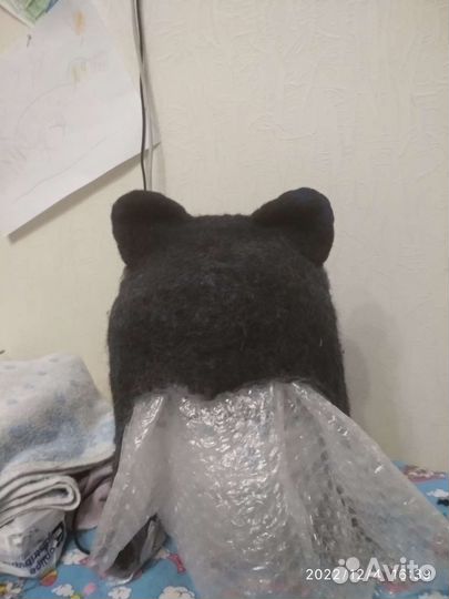 Шапка с ушками ручной работы 100 шерсть мягкая