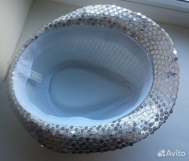 Шляпа Диско серебро пайетки новая