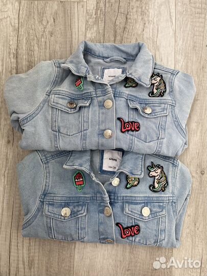 Джинсовая куртка для девочек двойни 98