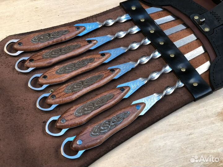 Шампура в кожаном чехле для подарок