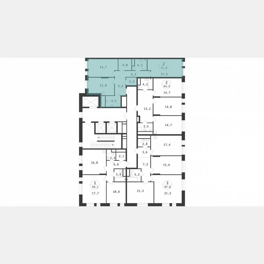 2-к. квартира, 68,7 м², 19/22 эт.