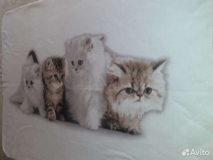 Новый Белоснежный плед с котятами.175х135см в упак