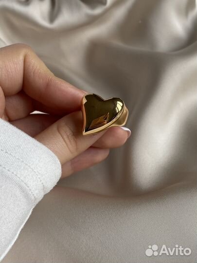 Кольцо сердце крупное Poison drop цвет золото