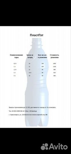 Тара, пэт бутылка