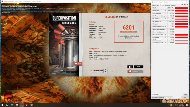 Видеокарта Asus TUF RX 6900 XT 16GB с гарантией