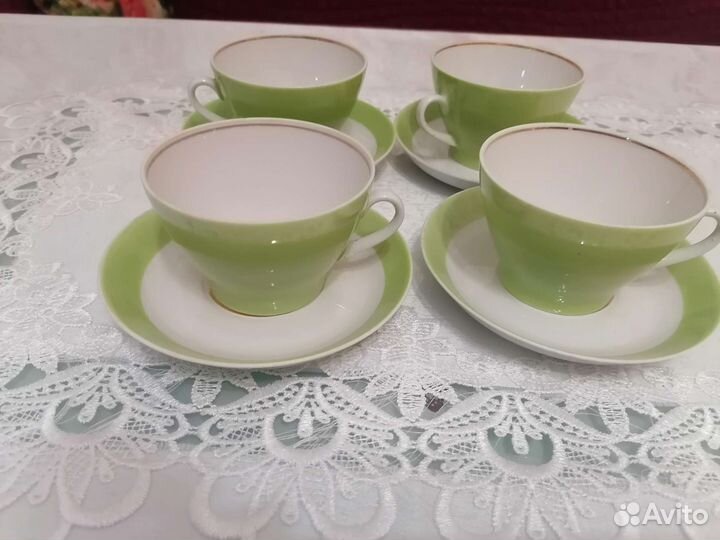 Чашка с блюдцем костяной фарфор СССР
