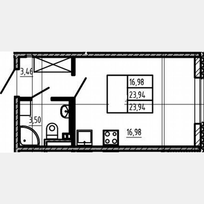 Квартира-студия, 23,9 м², 4/4 эт.