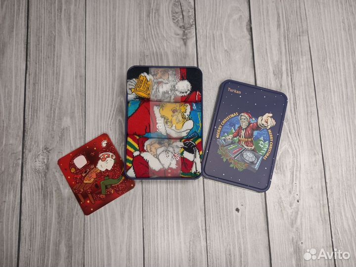 Носки высокие с принтом новогодние набор 3 пары