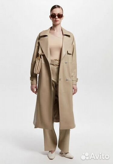 Тренч женский кожаный S