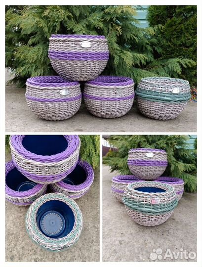Кашпо из искусственного ротанга