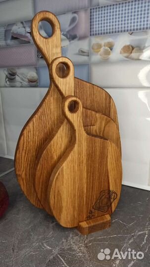 Набор разделочных досок из дуба с подставкой