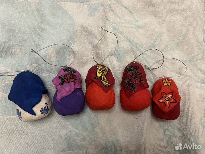 Елочные игрушки, ватные игрушки, матрешки