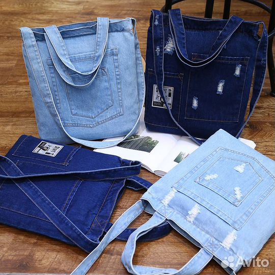 Женская джинсовая сумка - шоппер