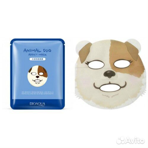 Тканевая маска для лица с изображением собачки