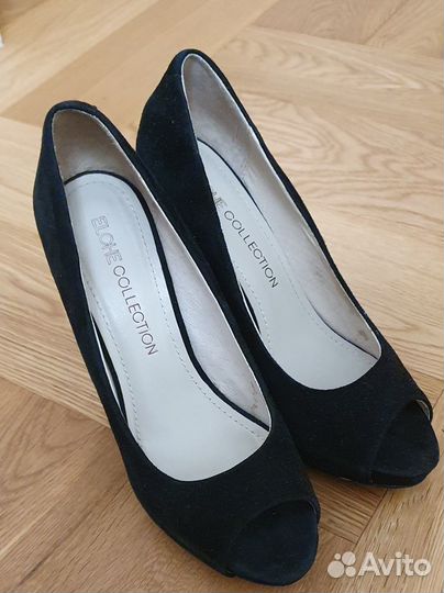 Туфли чёрные на танкетке 37