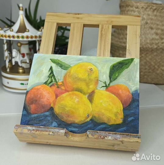 Этюд маслом, картина лимоны