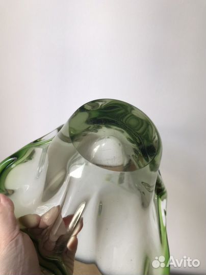 Ваза для фруктов цветное стекло СССР