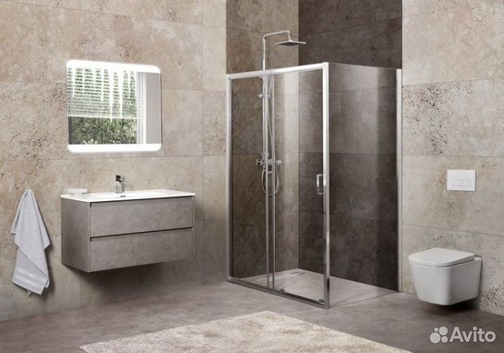 Душевой угол BelBagno unique-AH-1-120/135-80, размер регулируется, стекло прозрачное