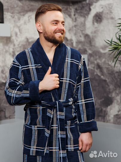 Халат велюровый мужской с принтом/ все размеры