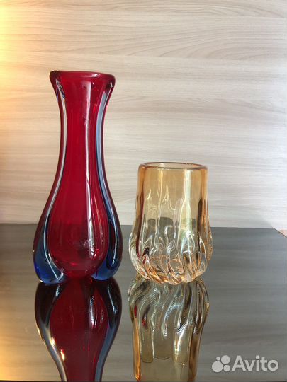 Вазы из цветного стекла СССР