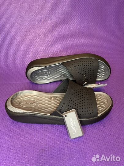 Crocs LiteRide Slide grey/black(пенка)