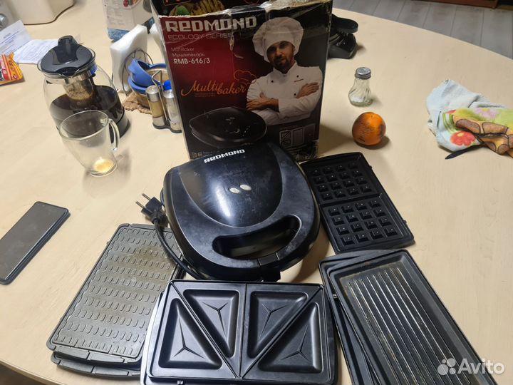 Электрогриль вафельница мультипекарь Redmond