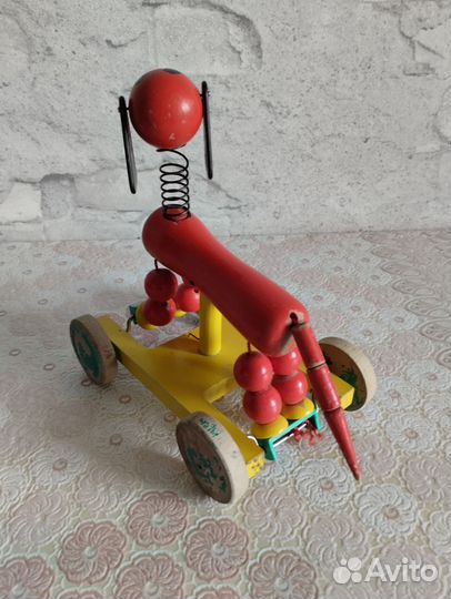 Игрушка СССР, собака деревянная