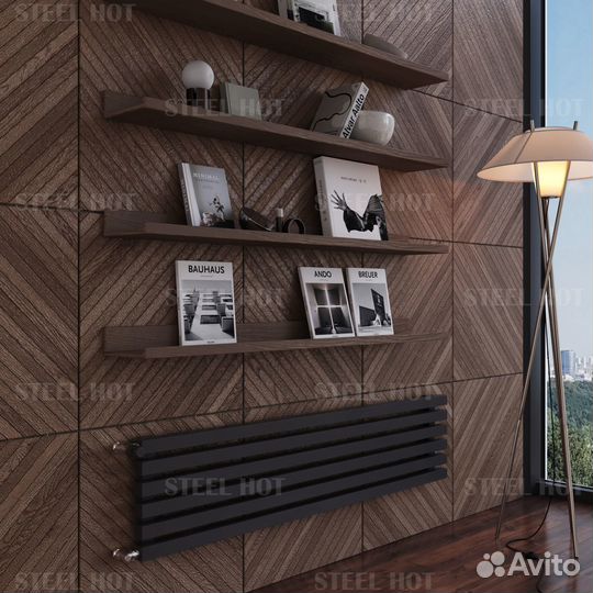 Горизонтальный дизайнерский радиатор Steel-Hot от