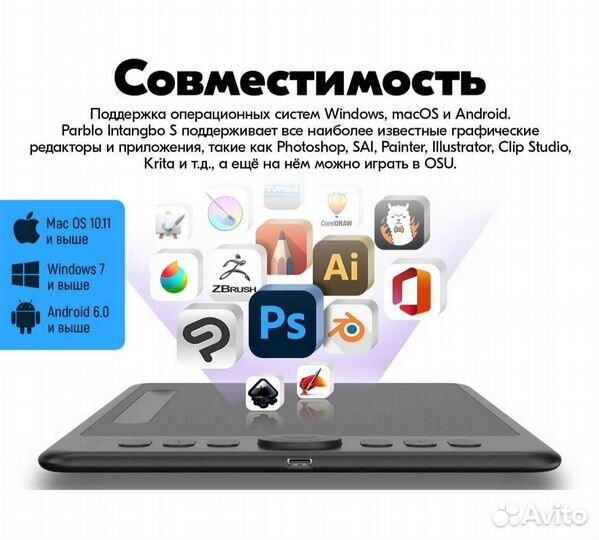 Графический планшет parblo intangbo s