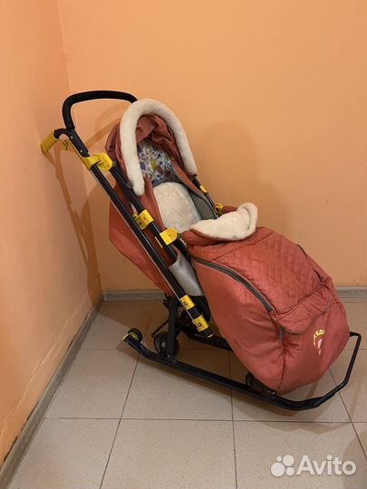 Коляска санки складные на колёсах