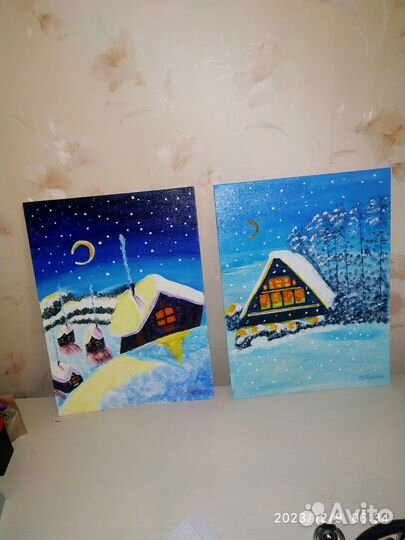 Картины 30на 40 акрил лак. Холст на картоне