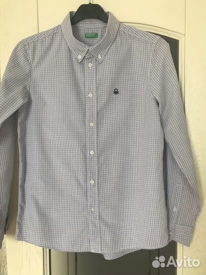 Рубашка светло-голубая Benetton, XL(150см)