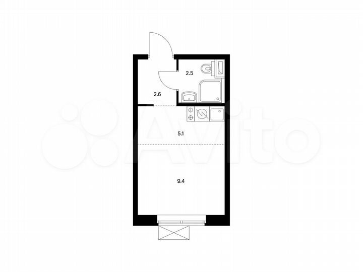 Квартира-студия, 19,6 м², 12/16 эт.