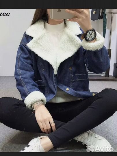 Джинсовая куртка женская зимняя