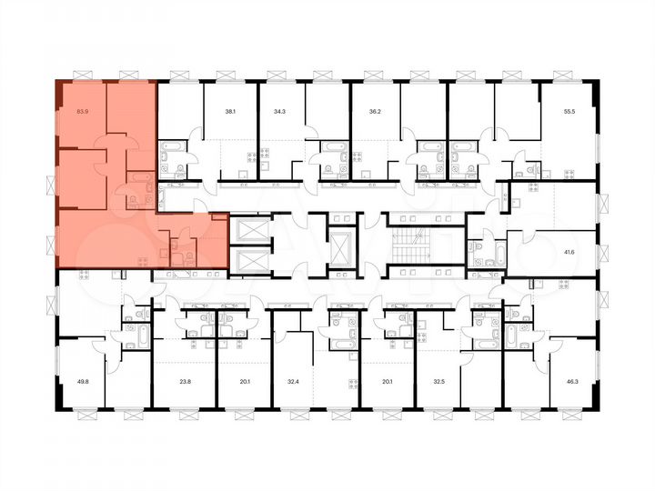 3-к. квартира, 83,9 м², 20/24 эт.