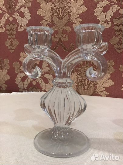Подсвечнии Ева и двусвечный гусь хрустальный