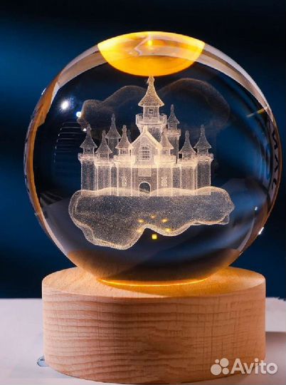 Ночник светильник Стеклянный шар 3D декоративный