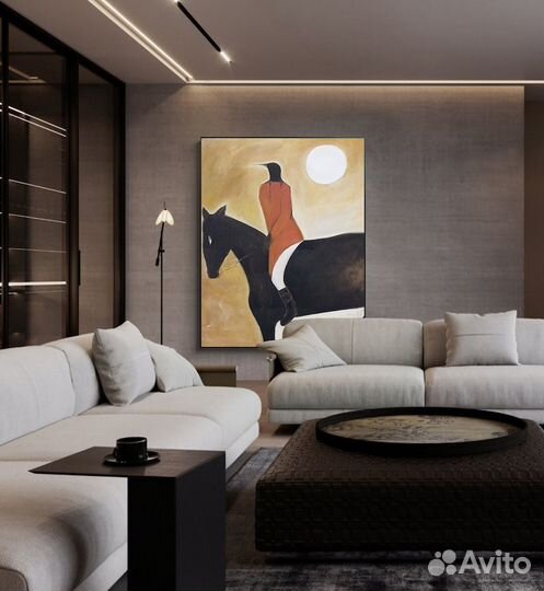 Картина маслом на холсте на стену лошадь