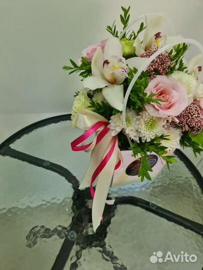 Букет в шляпной коробке