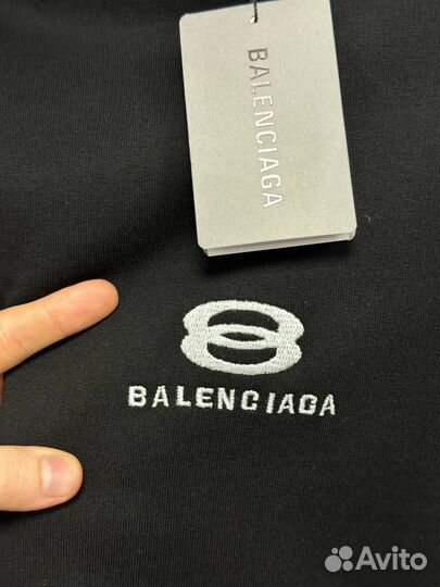 Худи balenciaga no logo черное с эффектом порванно