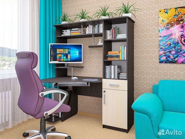 Большой стол угловой с пеналом и замком ск-31