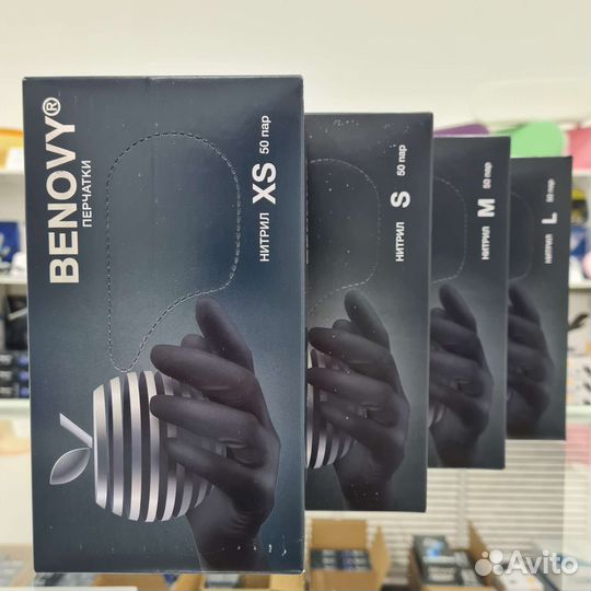 Перчатки нитриловые Benovy черные