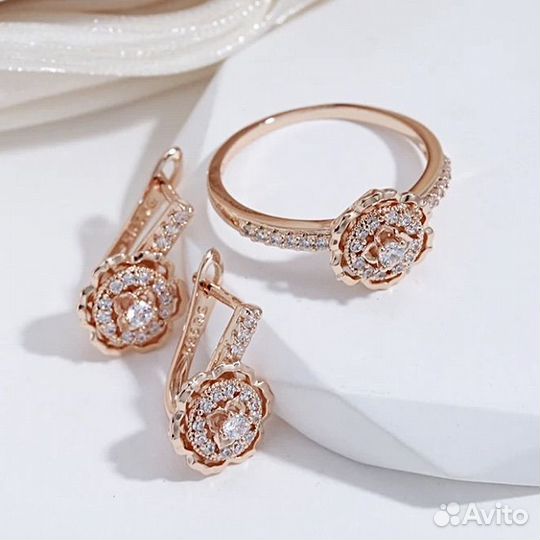 Комплект серьги + кольцо 