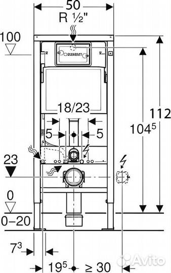 Инсталляция Geberit Delta 458.163.21.1 кнопка хром