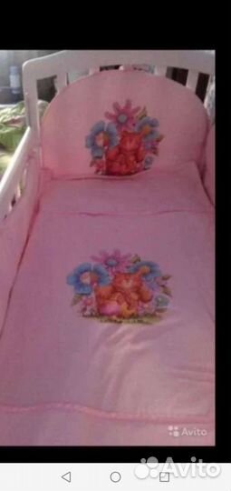 Бортики в детскую кроватку+постельное белье