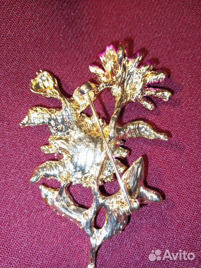 Брошь хризантемы / цветы розовые