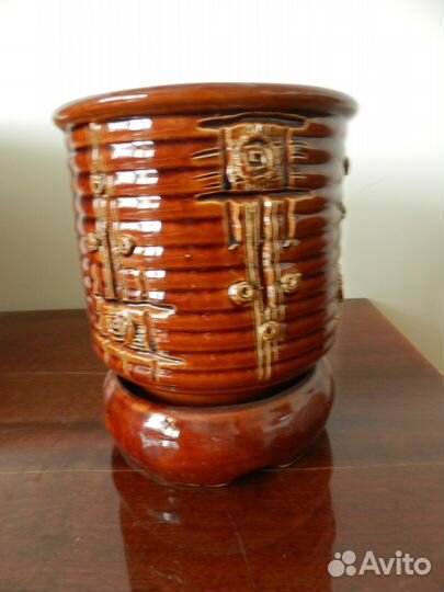 Горшок под цветы, керамика глазурованная