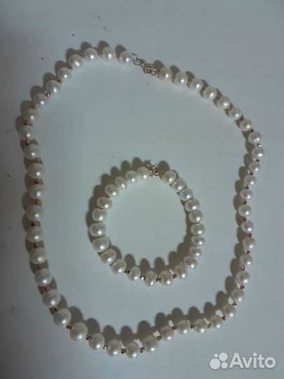 Бусы из натурального жемчуга и золота