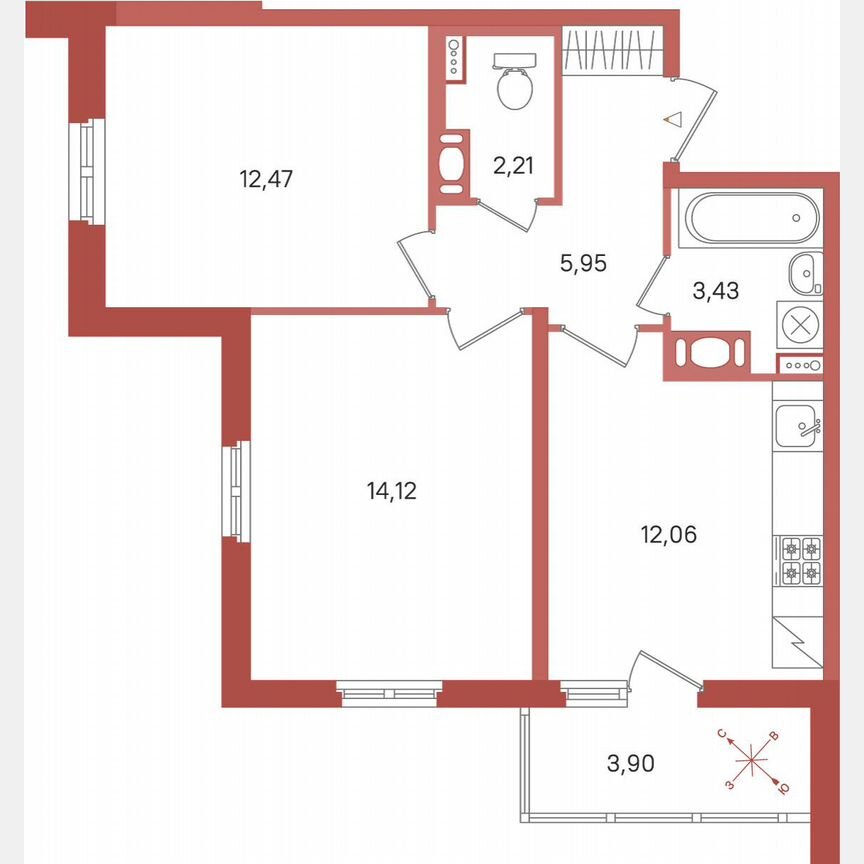 2-к. квартира, 52,2 м², 3/11 эт.