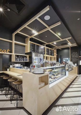 Барная стойка для гостей кофейни, островок кофе